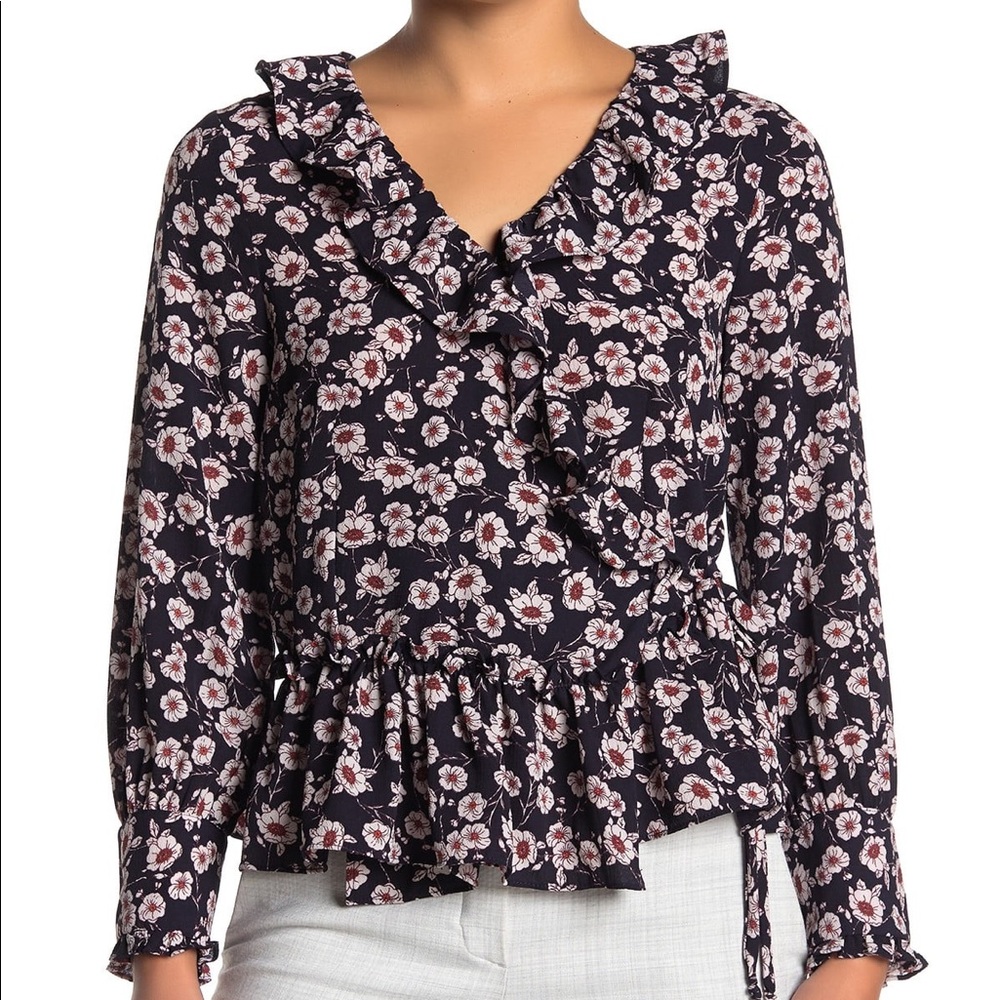 Everleigh Ruffle Print Wrap Blouse